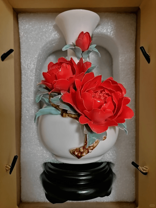 Handcrafted Red Peony Vase - Image 2