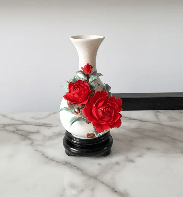 Handcrafted Red Peony Vase - Image 3