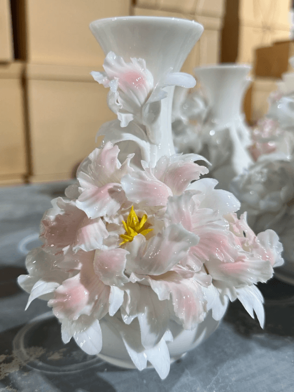 Pink Graceful Peony Ceramic Vase