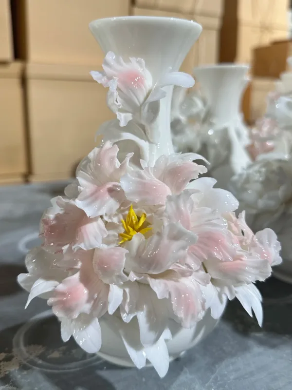 Pink Graceful Peony Ceramic Vase