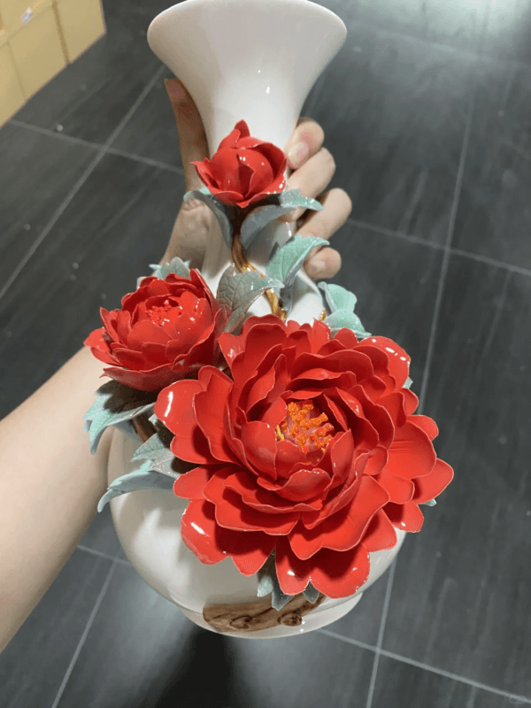 Handcrafted Red Peony Vase