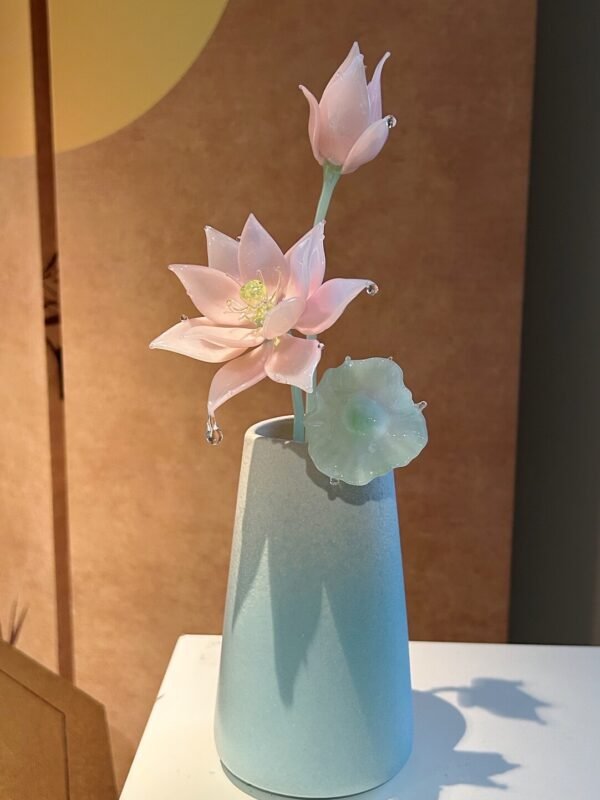 Handcrafted Liuli Pink Lotus Figurine