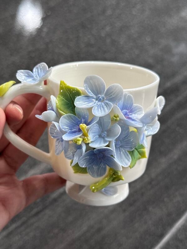Plush Hydrangea | Dehua White Porcelain Coffee Cup-220mL
