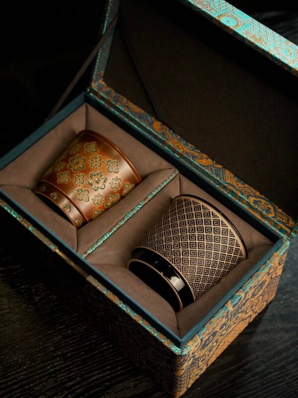 Baoxiang Flower & Interlocking Square Pattern | Vintage Ceramic Coffee Cup Set-270mL